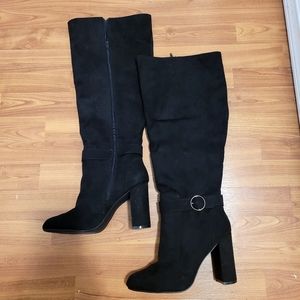 Justfab tblock heeled boots tall wide 9.5 NEW